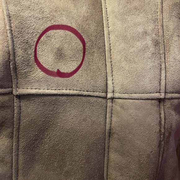 Vintage 1970s Luxurious Lanvin Deep Taupe Fur Collar Suede Coat - Size 14 - Picture 15 of 16